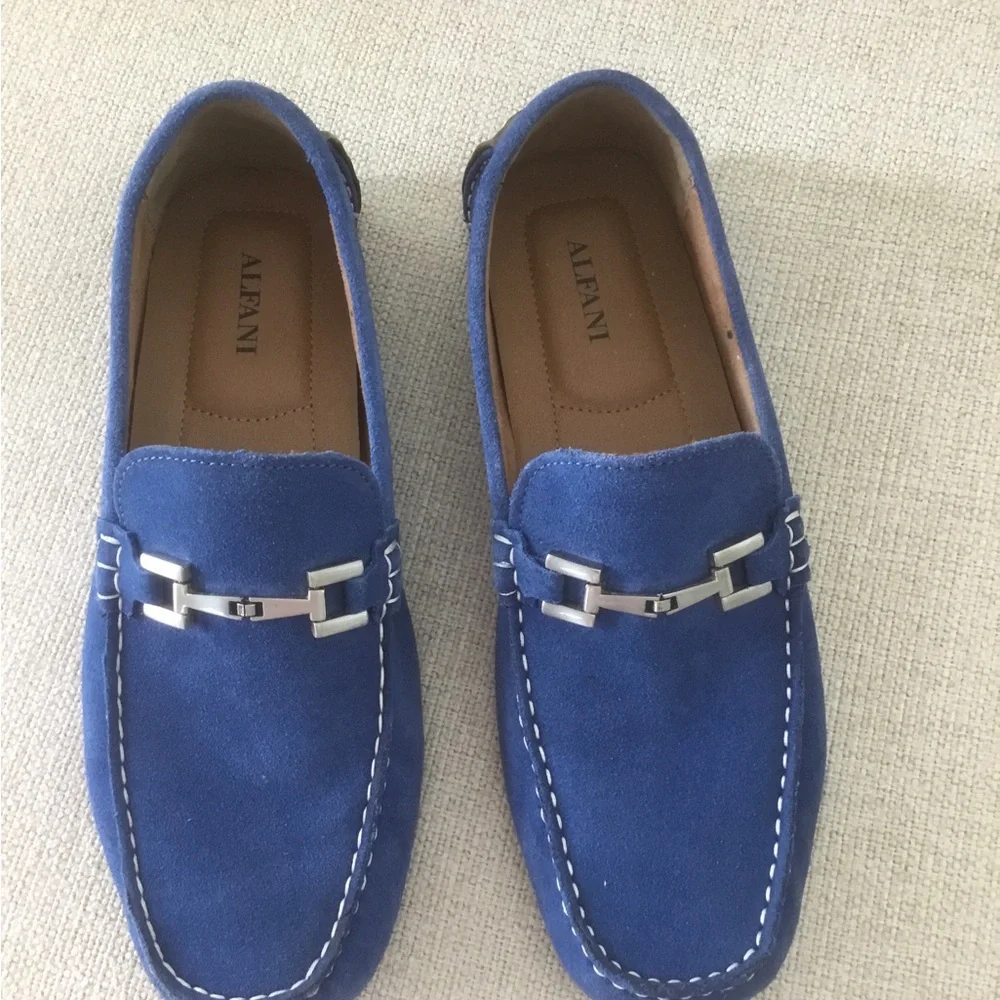 Alfani Blue Suede Loafers with Horsebit Detail - Picture 2 of 6